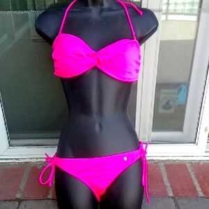 Pacsun Kirra Hot Pink Side Tie Bikini Size M